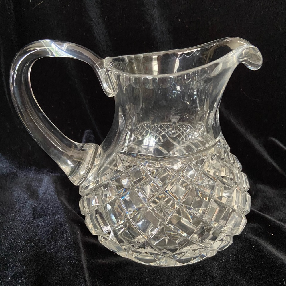 Gorgeous Medium Size Crystal Cut Jug Creamer Pitcher Waterford? Diamond Pattern